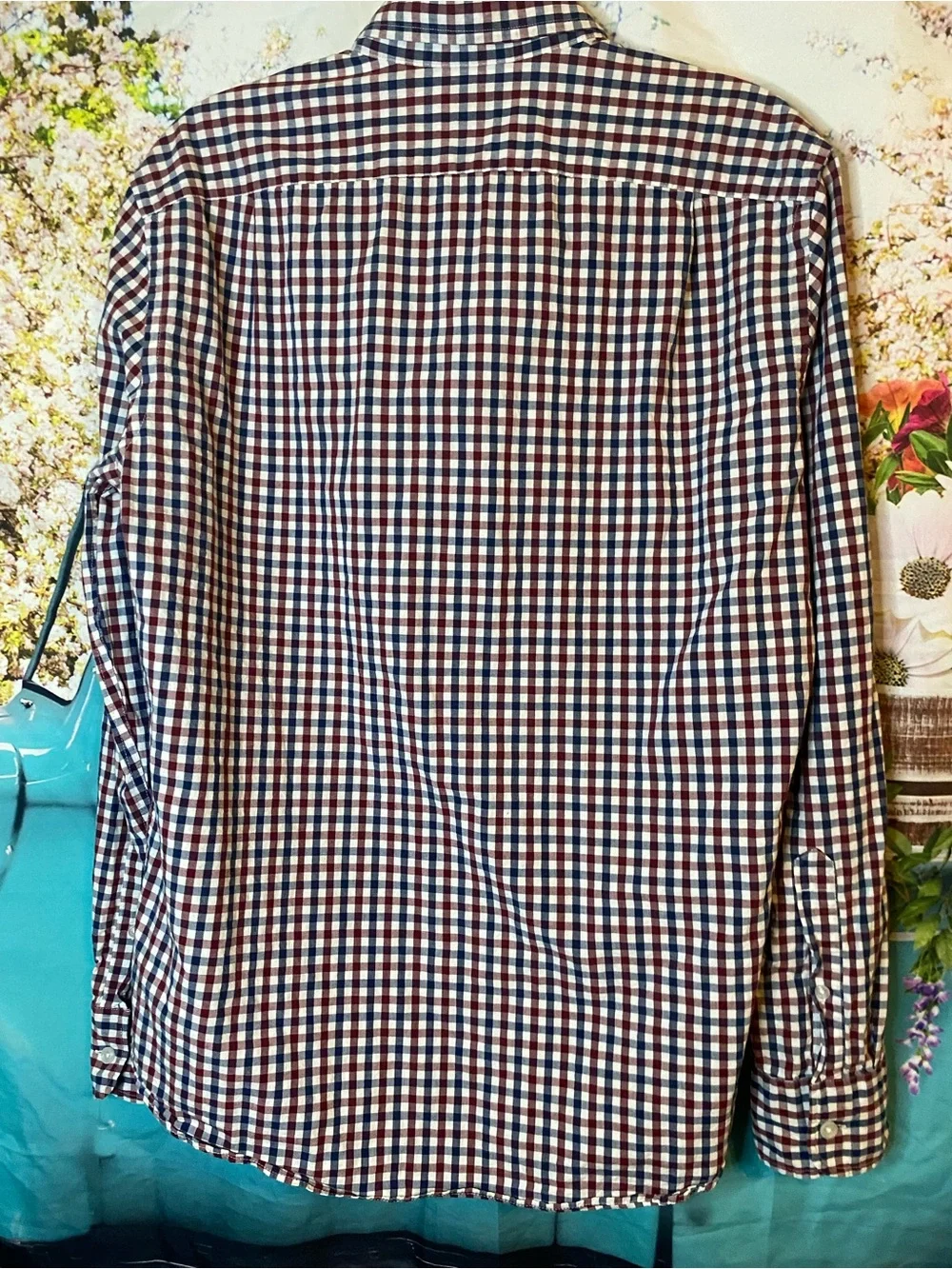 J. Crew Men's Navy, Red and White Gingham Button-Down Shirt